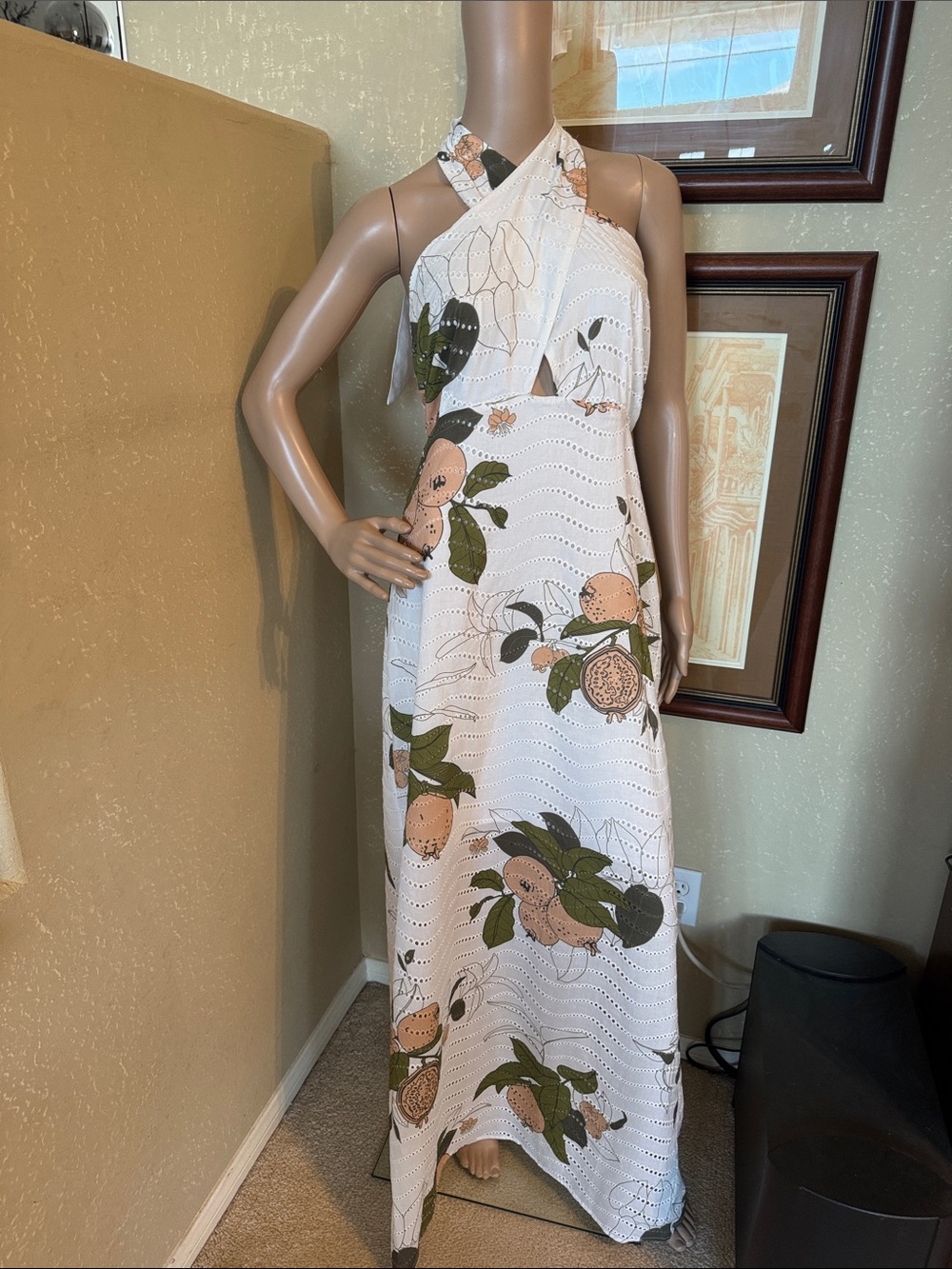 Juan D Dios Swimwear Eyelet Maxi Dress sz L - Picture 1 of 14